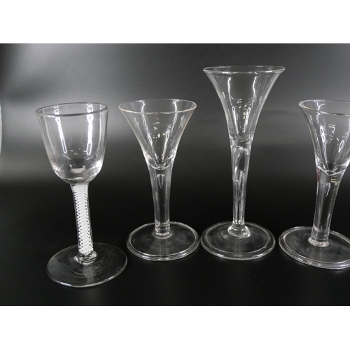 834 - Five 18th Century style wine glasses, circa 1900