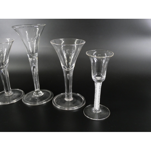 834 - Five 18th Century style wine glasses, circa 1900