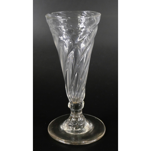 835 - Eight wrythen ale glasses, circa 1800, one with chip to rim