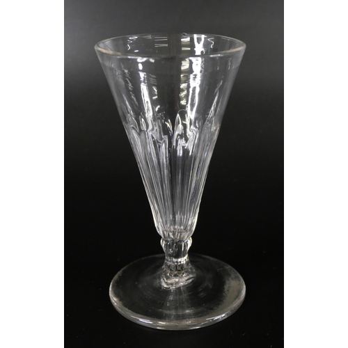 835 - Eight wrythen ale glasses, circa 1800, one with chip to rim