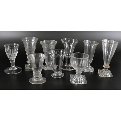 839 - Nine jellies and tot glasses, circa 1800 and earlier