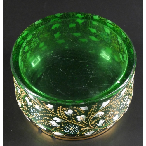 840 - A collection of enamelled and iridised glassware, two pieces possibly by Moser, some a/f