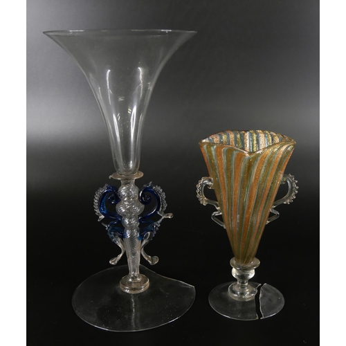 842 - Two mid 19th Century Venetian glasses, both a/f