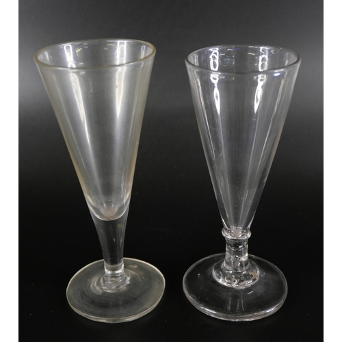 843 - Eleven plain and engraved ale glasses, circa 1800 and earlier