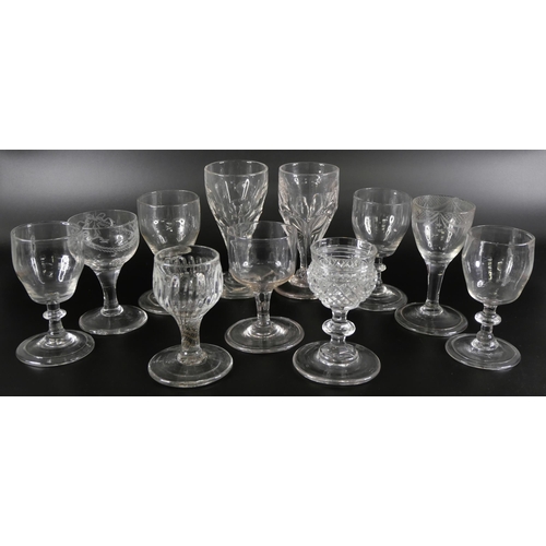 847 - Eleven tot glasses including miniatures, circa 1800 and earlier