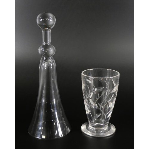 848 - A Clyne Farquharson Walsh leaf pattern tot glass and a circa 1900 stirrup cup