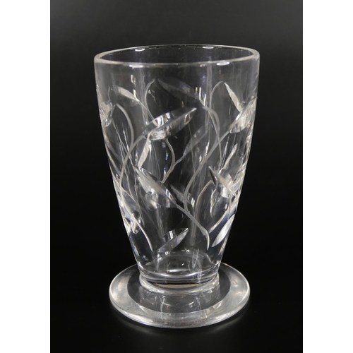 848 - A Clyne Farquharson Walsh leaf pattern tot glass and a circa 1900 stirrup cup