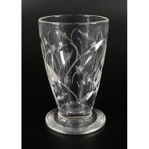 848 - A Clyne Farquharson Walsh leaf pattern tot glass and a circa 1900 stirrup cup