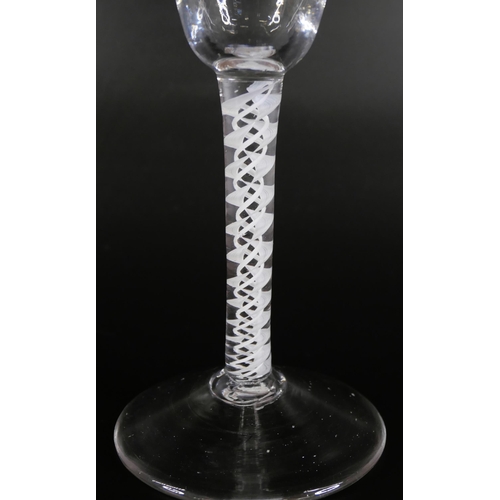 853 - Three 18th Century wine glasses with double series opaque twists