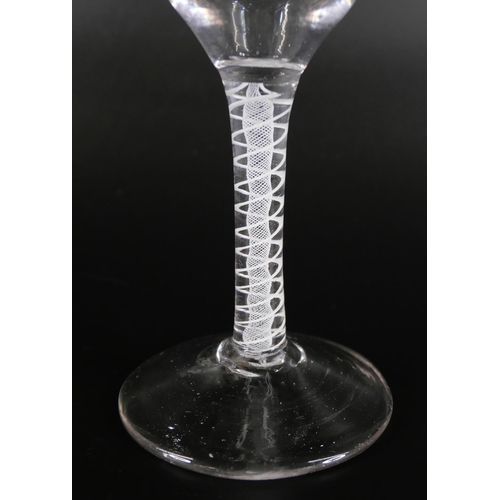 853 - Three 18th Century wine glasses with double series opaque twists