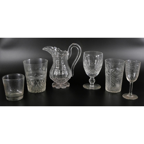 859 - Four boxes of crystal and glass including drinking glasses, decanters, jugs, some a/f