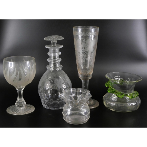 860 - Three boxes of crystal and glass, other glasses, vases and decanters, some a/f