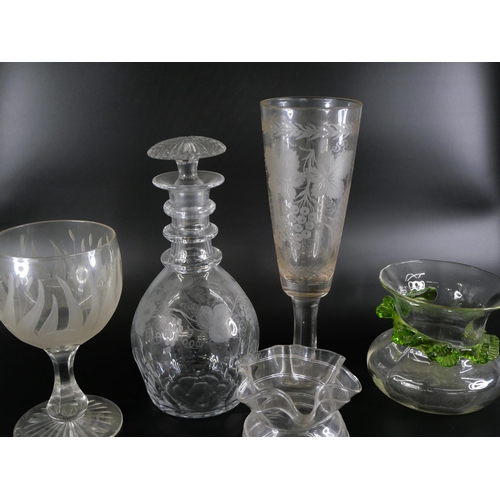 860 - Three boxes of crystal and glass, other glasses, vases and decanters, some a/f