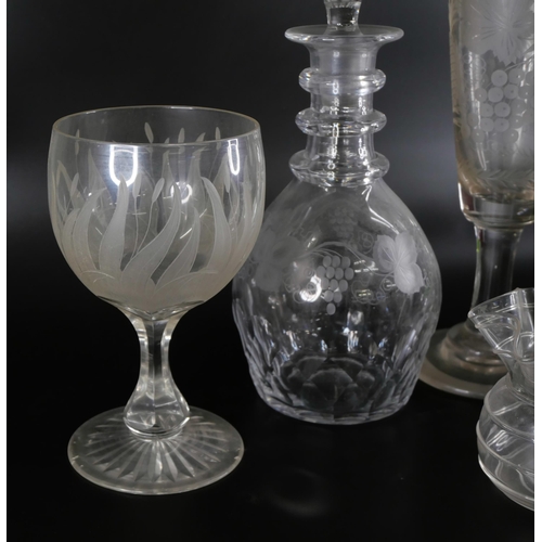 860 - Three boxes of crystal and glass, other glasses, vases and decanters, some a/f