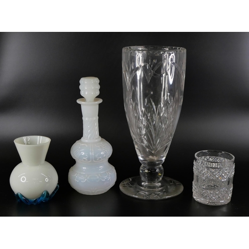 863 - A collection of glassware including coloured glass, opaline glass, crystal, some a/f