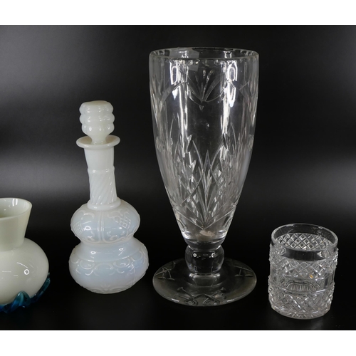 863 - A collection of glassware including coloured glass, opaline glass, crystal, some a/f