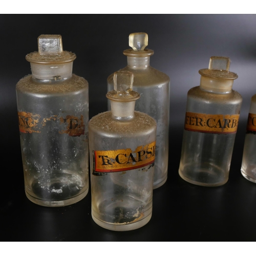 867 - A large collection of 29 apothecary and medicine bottles, including Bristol Blue,  and 7 measures , ... 