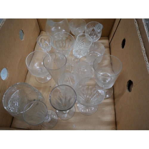 869 - A set of etched glass drinking glasses, vases, jug, etc., some a/f