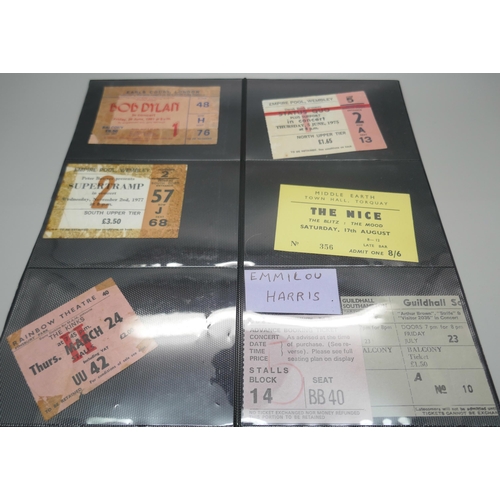 879 - A collection of 1960s onwards ticket stubs, Bob Dylan, Kinks, Pink Floyd, Them, Steppenwolf, Elvis C... 