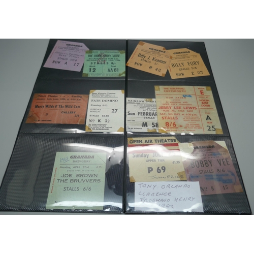 880 - A collection of 1960s ticket stubs, (24), including Gene Vincent, Billy Fury, Chuck Berry, Jerry Lee... 