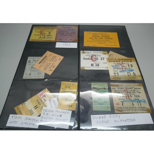 880 - A collection of 1960s ticket stubs, (24), including Gene Vincent, Billy Fury, Chuck Berry, Jerry Lee... 