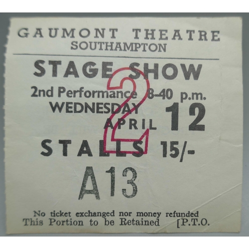 881 - A Walker Brothers tour ticket stub, Gaumont Theatre, Southampton, Weds April 12, Jimi Hendrix on the... 