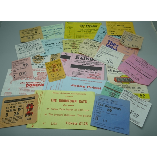 882 - Concert ticket stubs, 1960s onwards, Chuck Berry, ELO, Roy Orbison, Rainbow, Soft Machine, Yes, Thin... 