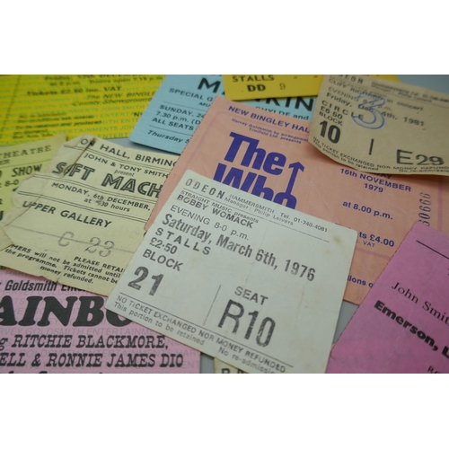 882 - Concert ticket stubs, 1960s onwards, Chuck Berry, ELO, Roy Orbison, Rainbow, Soft Machine, Yes, Thin... 