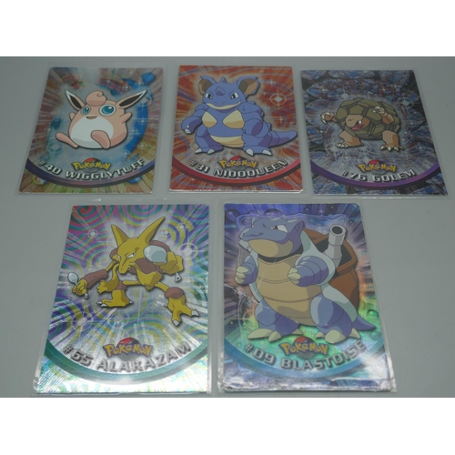 886 - Five vintage holo Topps Pokemon cards