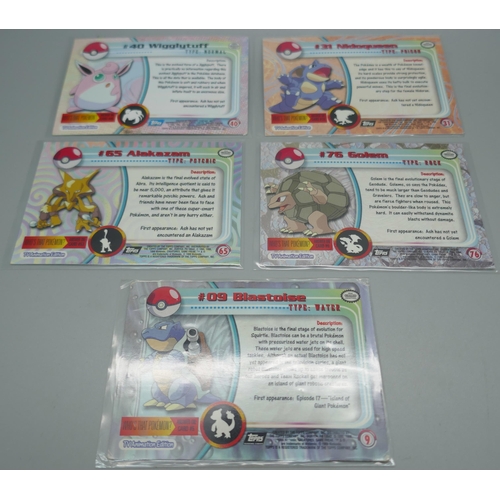 886 - Five vintage holo Topps Pokemon cards