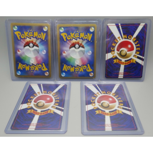 891 - Five Japanese vintage rare holographic Pokemon cards