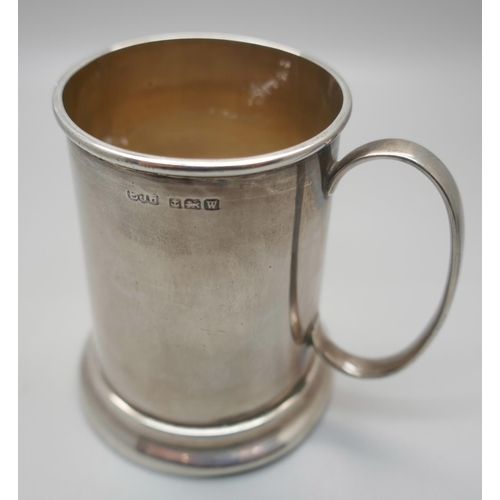 898 - A silver mug, 83g, 'Michael 1950'