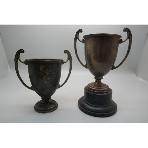 901 - Two silver trophies, both marked Chambers Cup, 1933 and 1930, 209g