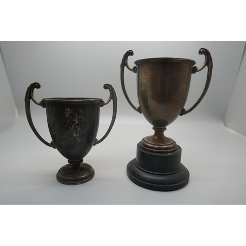 901 - Two silver trophies, both marked Chambers Cup, 1933 and 1930, 209g