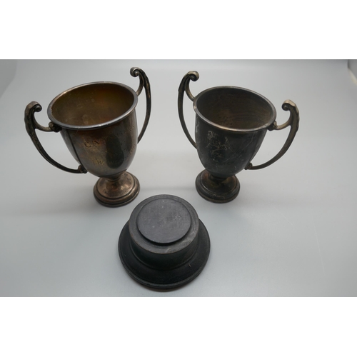 901 - Two silver trophies, both marked Chambers Cup, 1933 and 1930, 209g