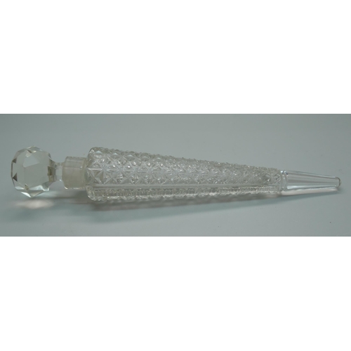 919 - A Victorian faceted glass icicle shaped scent bottle, 14.5cm