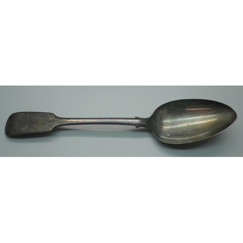 923 - A Victorian silver serving spoon, London 1841, Samuel Hayne and Dudley Cater, 74g