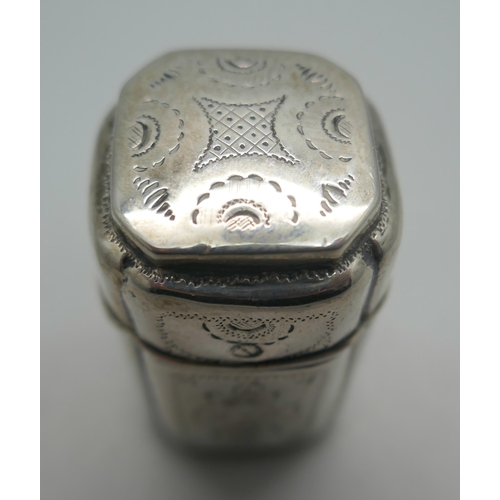 936 - A 19th Century continental silver container, 21g