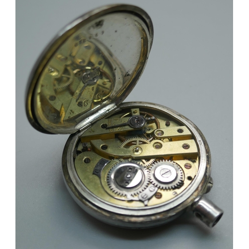 944 - A collection of watch parts including a silver half hunter pocket watch, a/f