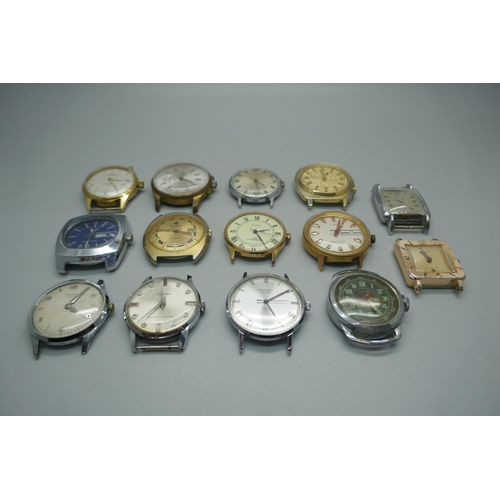 946 - A collection of mechanical wristwatch heads including Timex, Cimier, Helbros, etc.