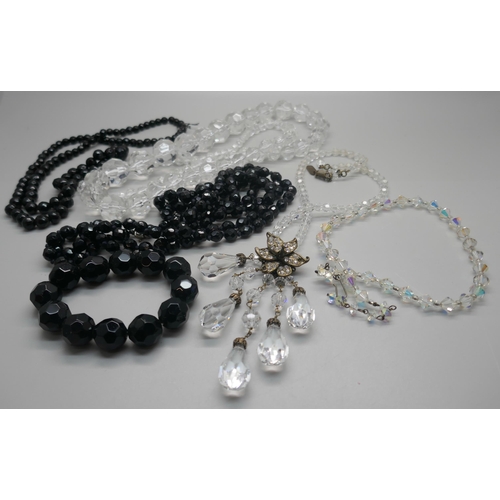 950 - French jet and glass bead necklets