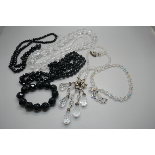 950 - French jet and glass bead necklets