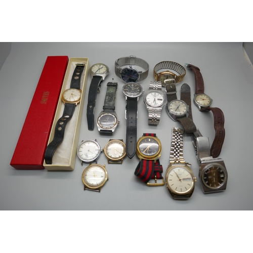 968 - A collection of gentleman's wristwatches including boxed Smiths, Ingersoll, Timex, Sekonda, Bulova A... 