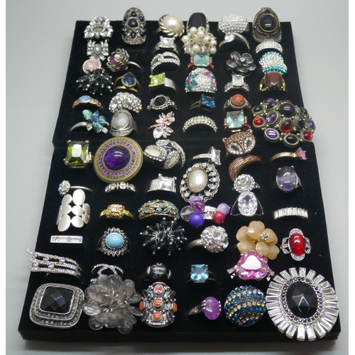 972 - Sixty-eight costume rings