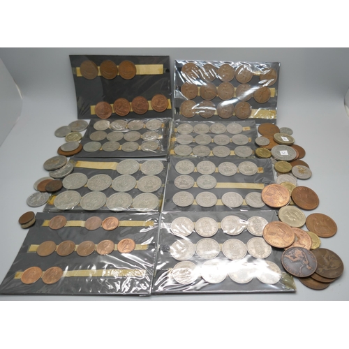 980 - A collection of assorted coins including shillings and two shilling coins