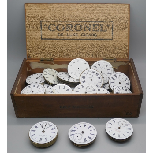 990 - A collection of pocket watch movements with dials