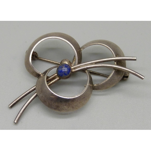 996 - A Danish 925 silver brooch by N.E. From, 45 to 50mm, fastener a/f