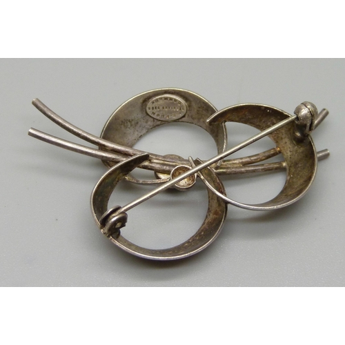 996 - A Danish 925 silver brooch by N.E. From, 45 to 50mm, fastener a/f