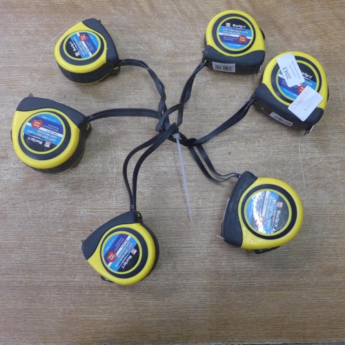 2043 - Three 5m Blue Spot self-lock tape measures and three 7.5m Blue Spot self lock tape measures
