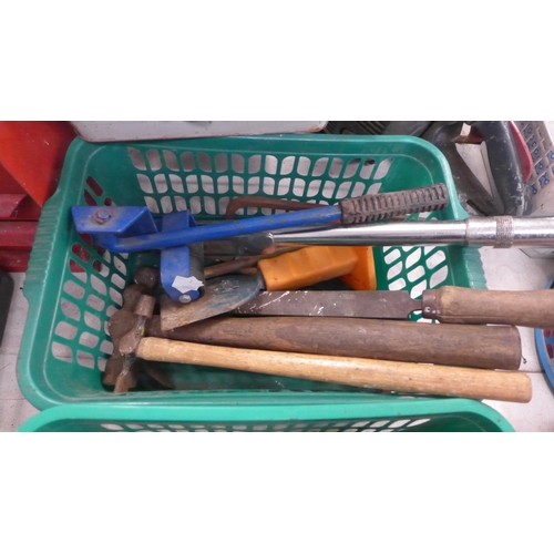 2045 - A quantity of assorted tools including 2 Vices and furniture mover set and assorted hand tools